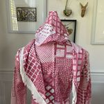 Vintage 70s Mauve Pink White Retro Print Shift Dress Scarf XS S Photo 4