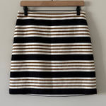 Loft  Mini Cotton Blend Ribbed Skirt in Black White Tan Stripe Size 4 Photo 0