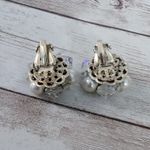 Vintage Clip On Earrings Faux Pearl & Iridescent Bead Cluster Photo 5