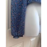 Free People Lolita Blue Smocked Milkmaid Boho Floral Print Crop Top Size Medium Photo 7