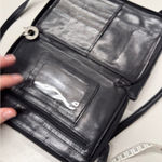 Perlina  New York Black Leather Crossbody Bag Handbag Purse Womens Classic Photo 11