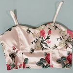 Pastel Pink Rose Floral Embroidered Bustier Bra Top Tank Crop Top Shirt Blouse Size M 🌹✨ Size M Photo 0