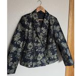 Venus  Floral Metallic Jacquard Blazer Jacket Size 10 Gold Navy Black Photo 1