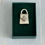 Beautiful Vintage Pewter Handbag Purse Tac Lapel Pin Silver Photo 4