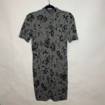 Gray Black Leaves Mock Neck Sweater Dress Sz Small Photo 5