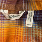 Woolrich  Women’s Plaid Button Up Flannel Shirt Orange Blue Medium Photo 1