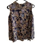 Veronica M . Navy Blue Paisley Print Long Belll Sleeve Cold-Shoulder Blouse Large Photo 0