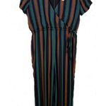 Madewell Women Kent Stripe Short Sleeve Jumpsuit Faux Wrap Elastic Waist Size 0 Photo 2