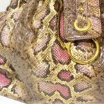Big Buddha  Pink Faux Leather Snakeskin Print Large Hobo Bag Gold Hardware Photo 1