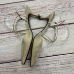 Stuart Weitzman Satin Crystal Embellishments Slingback Pumps Champagne Size 10 Photo 3
