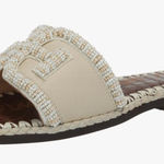 Sam Edelman  Women's Fitz Flat‎ Sandal Beaded Size 7 Cream And White Photo 0