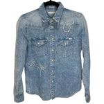 MOTHER All My Exes Shirt in Barking Up The Wrong Palm Tree Size XS Blue Photo 1