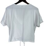 ZARA Textured Detail Keyhole Tie Front Short Sleeve V Neck Crop Top S White Photo 13