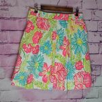 Lilly Pulitzer  PLEATED A LINE COTTON TWILL LINED BRIGHT BOLD FLORAL PREPPY SKIRT Photo 1