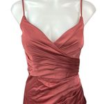 Hayley Paige Occasions Satin Rose Pink Slit Drape Bridesmaid Maxi Dress Size 0 Photo 2