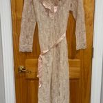 Vintage Feminine Gilead Lace Robe & Slip Set Pink Satin Trim Size Large NWOT Photo 0