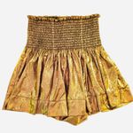 Queen of Sparkles Gold Swing Shorts SMALL Smocked Stretch Waist Metallic Party Photo 0