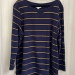 Charter Club Woman Weekend 2X long sleeve navy top glittery gold stripes high-lo Photo 1