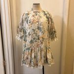 Anthropologie ANTHRO Pilcro Mock-Neck Cream Multi Floral Ruffle Hem Lined Mini-Dress EUC L Photo 4