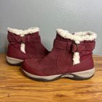 Easy Spirit  Seelk Winter Boot Size 7 Suede Faux Fur Lined Burgandy Red Zip Photo 1