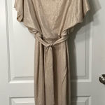 Kensie  Shimmering Champagne Knee Length Lined Short Sleeve Boat Neck Dress NWOT Photo 0