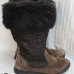 Coach 🦋 “Talen" Brown Suede & Logo Quilted w/ Fur Trim Snow/Winter Boot - Size 7 Photo 0