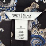 White House | Black Market WHBM black blue paisley Boho western semi sheer button down shirt 8 Photo 8