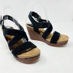 Sofft Haddison Black Suede woven textured Wedge Sandals comfort womens 9 Photo 2
