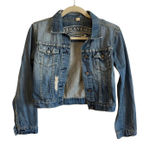 American Eagle Outfitters‎ Denim Jacket Medium M Distressed Cropped Jean Blue Photo 0