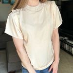 Sam Edelman Cream Flutter Sleeve Blouse Top Small Photo 0