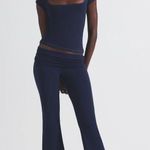 SKIMS Cotton Jersey Foldover Pant in Navy, Size Medium Photo 0