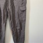Nicole Miller  Pewter Grey Linen Cargo Utility Joggers Size Small Photo 4