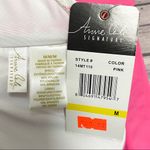 Anne cole Pink Off White Stripe Halter Bikini Top Medium NWT Padded No Underwire Photo 9