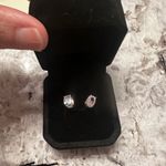 Costume Diamond Studs Gold Brackets W|Velvet Jewelry Box Silver Photo 5