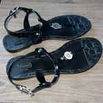 Logo Pansy Jelly Thong Sandals Flat Black Sz 8B EU38 w/Coach Hangtags Photo 3