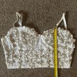 white and gold floral sparkle cropped tank top size small Photo 6