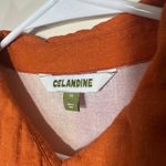 Anthropologie CELANDINE Colorblock Linen Button Up Shirt Womens M Orange Pink Photo 2
