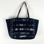 Victoria's Secret VICTORIA’S SECRET Black Side Lace Canvas Shoulder Tote Photo 0