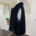 Vintage Casual Living Teddy Charm Thick Black Fuzzy Faux Fur Chunky Vest XL Photo 4