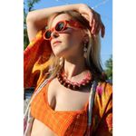 Rachel Comey 💕💕 Chunky Bead Choker Necklace Acrylic ~ Dark Brown NWOT Photo 2