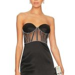 Retrofête Retrofete Ludlow Dress in Black Large NWT Crystals Corset Strapless Mini Photo 0