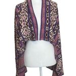 Billabong  Southwestern Tribal Open Front Waterfall Cardigan Purple Pink Aztec M Photo 0
