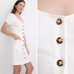 Madewell NEW  Linen-Cotton‎ Puff-Sleeve Mini Dress, lighthouse, 10 Photo 2