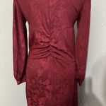 ZARA  Bloggers Fav Burgundy V-Neck Long Jacquard Wrap Maxi Christmas Dress Sz M Photo 9