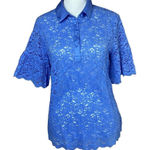 Banana Republic Short Bell Sleeve Blue Lace Top Women's Size Small Open Lace Photo 0