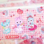 Japanese Kawaii Swimmer Red PVC Cartoon Pencil Stationary Makeup Pouch Bag Pink Photo 3