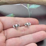 Elephant Head Solid Sterling Silver Stud Earrings Photo 2