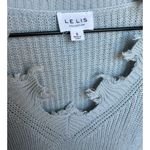 Le lis  Blue Frayed Raw Hem Distressed Knit‎ Sweater Mini Dress Size Small Womens Photo 2