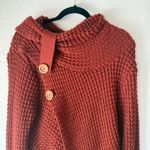 Panhandle  Western Rust Red Button‎ Cowl Neck Knit Sweater Medium Cowboy Chunky Photo 1