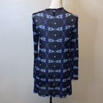 Divided H&M  Native Print Long Knit Open Cardigan Sweater Blue Black Photo 4